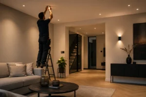 Elektricien controleert en plaatst extra groep in de groepenkast voor elektrisch koken.