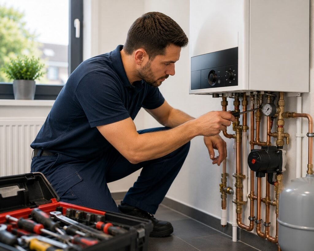 Professionele loodgieter Breda voert onderhoud uit aan een cv installatie voor een betrouwbare en efficiënte werking.