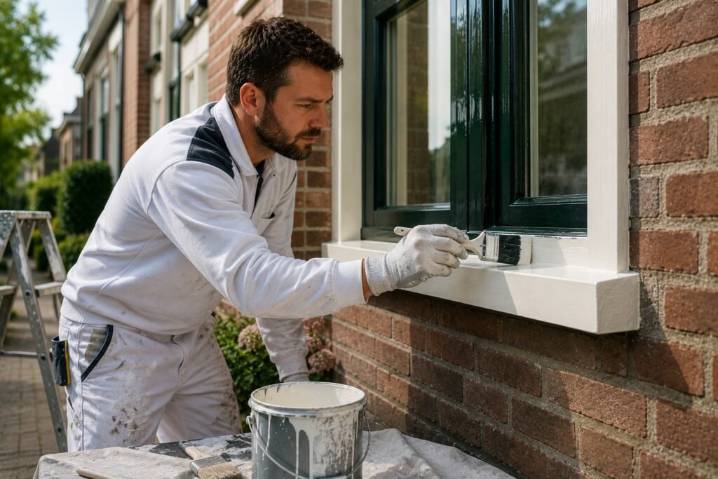 Schilder Dordrecht brengt zorgvuldig primer aan op een binnenmuur als voorbereiding op duurzaam en strak schilderwerk.