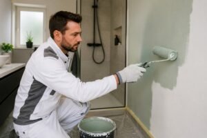 Professionele Schilder Dordrecht brengt een beschermende verflaag aan op houten kozijnen om houtrot en vochtschade te voorkomen.